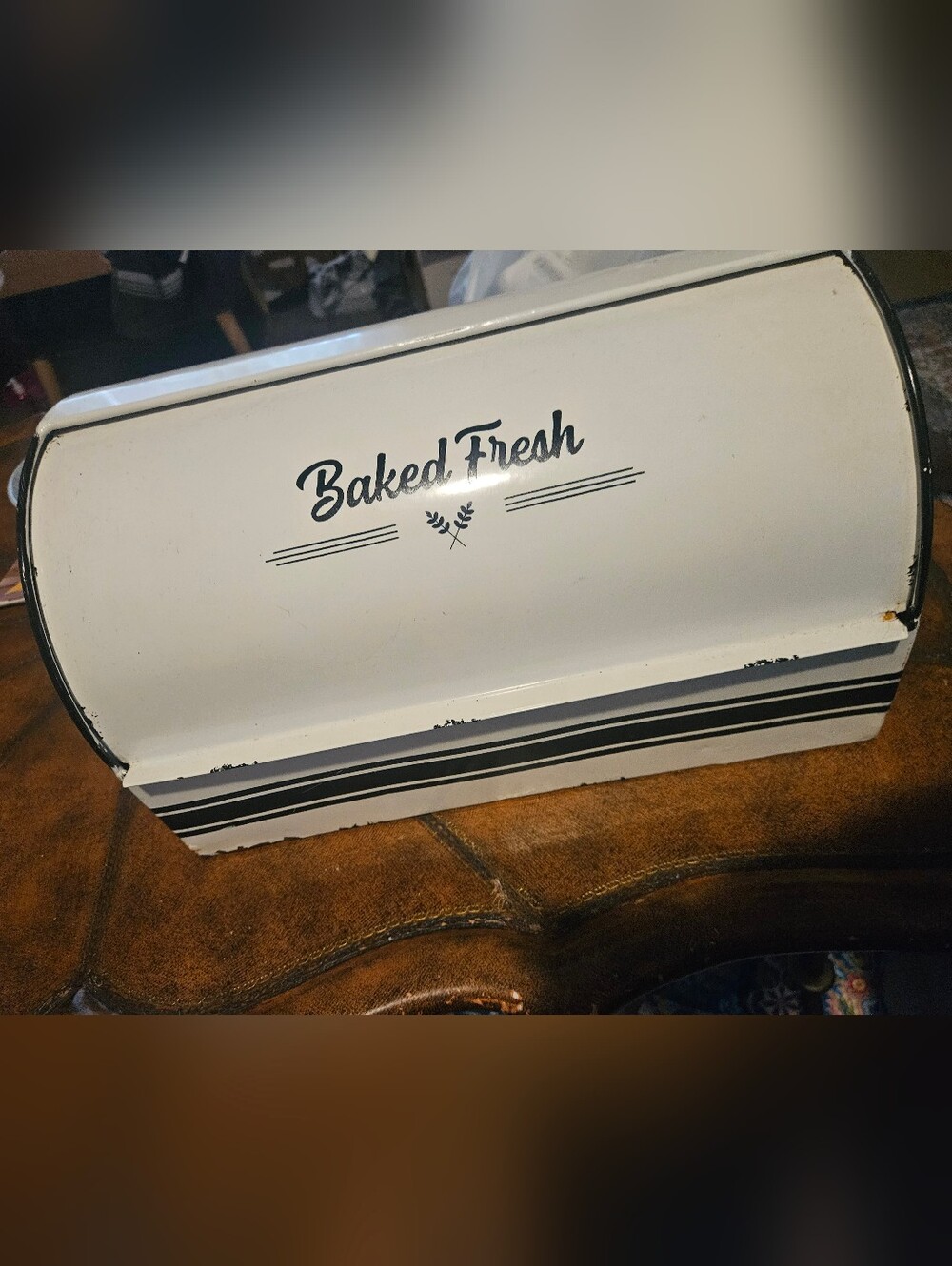 Cream "Baked Fresh" Bread Box - Vintage Farmhouse Style